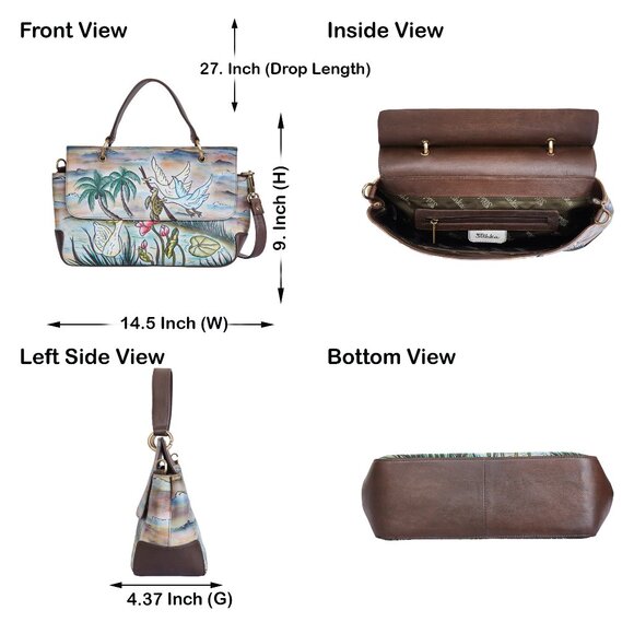 Hand-Painted Ladies' Top Handle Satchel Bag – Handbag Purse, Crossbody Sling Bag - Picture 2 of 9